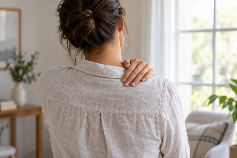 Illustrative person resting a hand on a shoulder.