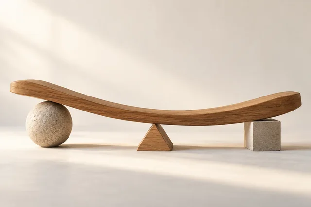 Illustrative curved wooden beam resting on three supports.