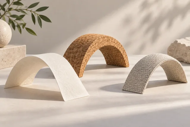 Illustrative paper, cork and fabric arches as a support metaphor.