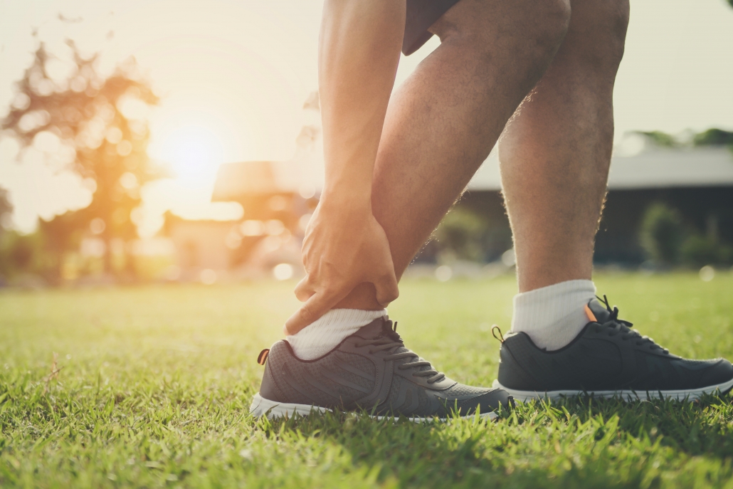 Image depicting patient suffering from acute ankle sprain.