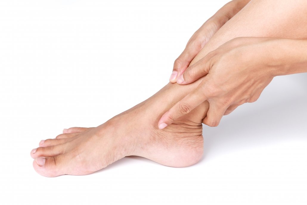 Image of patient with ankle pain tendonitis caused by an ankle sprain.