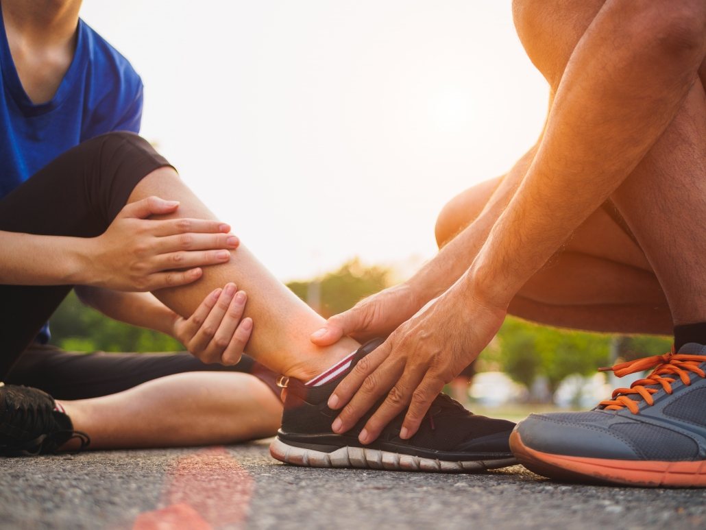 ankle sprain image depicting first aid assistance