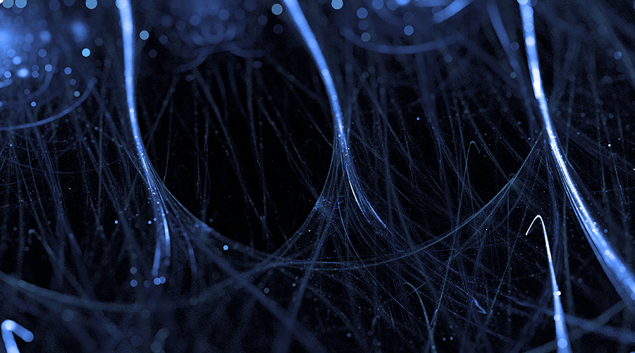 Illustration of a network of glowing nerve cells.